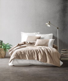 L'essentiel linge de maison Juego de funda de edredón doble ranforce Visón y crema